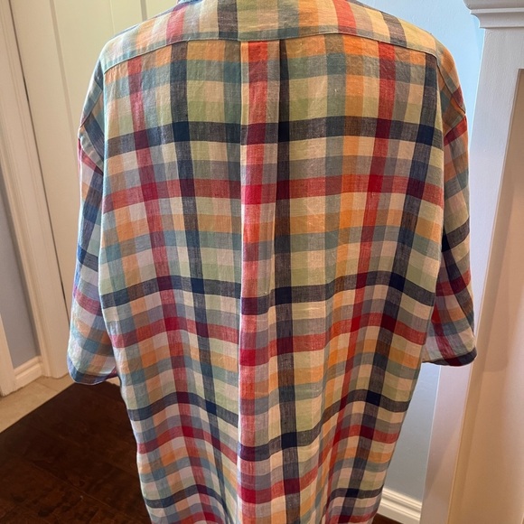 Brooks Brothers 100% Linen Multicolored Check Button Down Men's Shirt Excellent - Picture 8 of 14